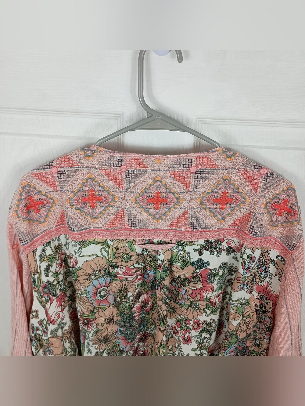 John Mark Linen Tunic Blouse Top 3X Embroidered Floral Tassels 3/4 Sleeves Boho - Picture 7 of 12